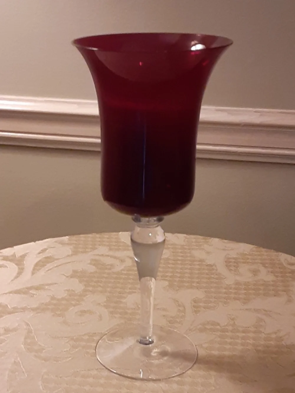 Ruby Red Flared Clear Stemmed Vintage Goblet